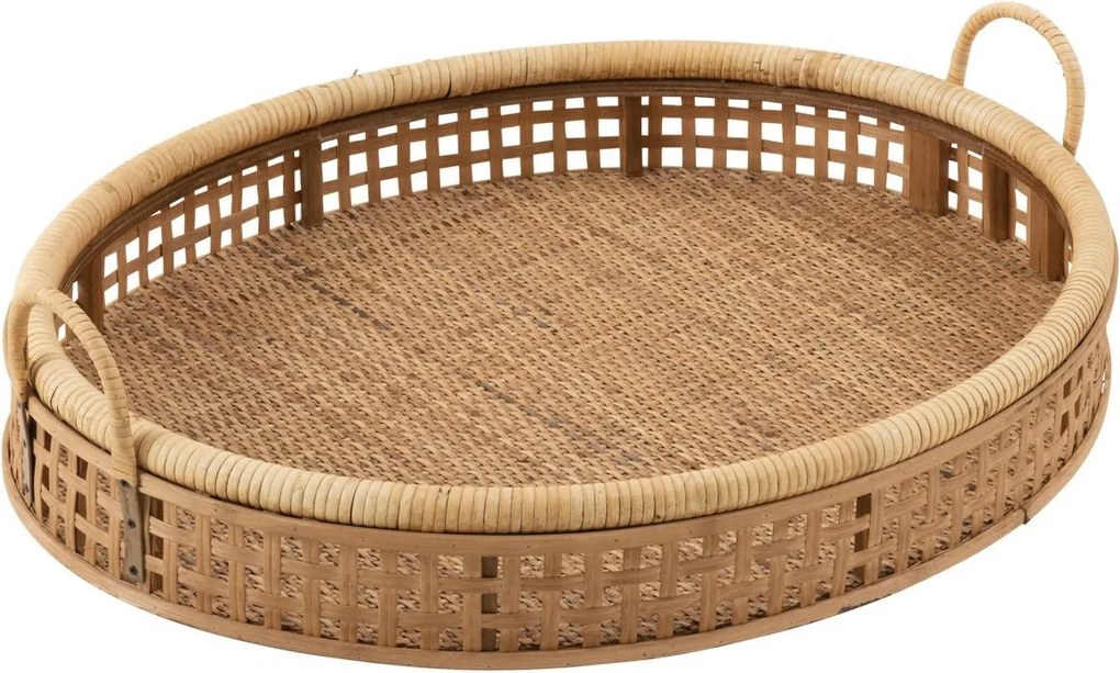 Prírodný oválny ratanový podnos s uchami Rattan / Bamboo M - 57*43*15 cm
