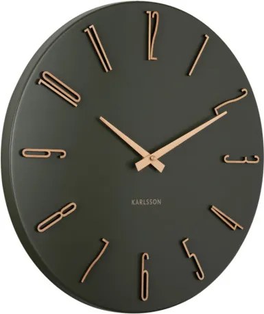 Nástenné hodiny Karlsson Esmerado KA6072GR – tmavozelené (40 cm)