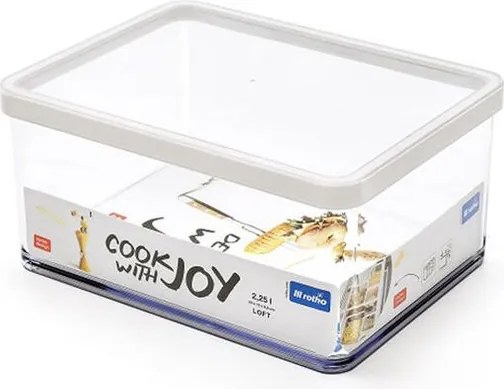Hranatá plastová dóza na potraviny LOFT biela 2,25 l