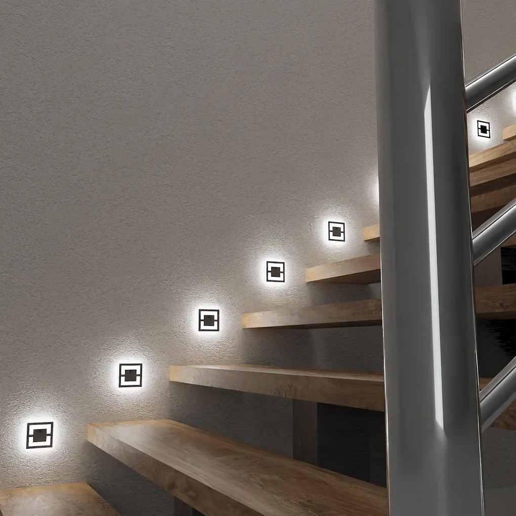Schodiskové LED svietidlo Quadro, 1x LED 0,6w, 3000k, b