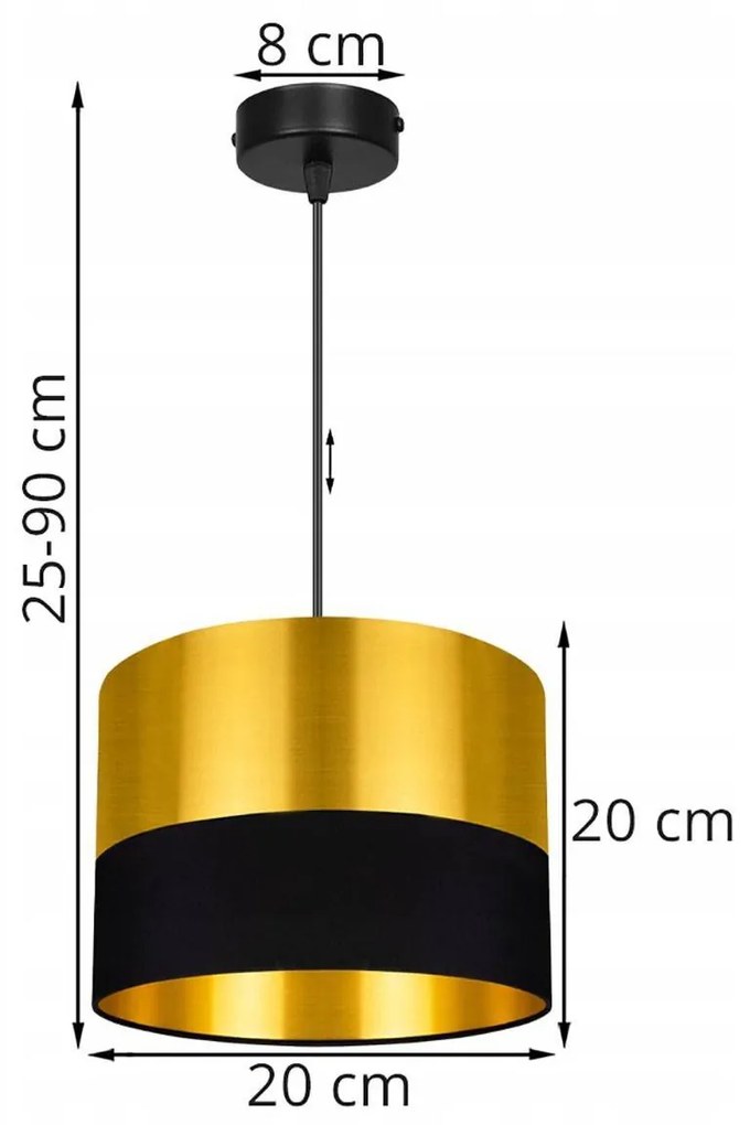 Závesné svietidlo GOLDEN, 1x zlaté textilné tienidlo (výber z 2 farieb), (výber z 2 farieb konštrukcie)