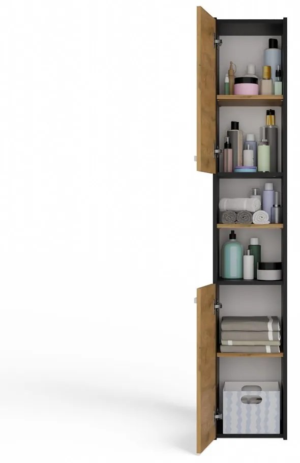 Kúpeľňová skrinka S30 170 cm antracit/dub artisan