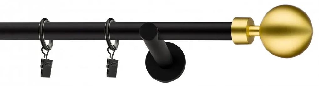 Dekorstudio Garniža jednoradová Guľa MODERN zlatá MIX čierna-matná 19mm Dĺžka: 360cm, Typ príslušenstva: Krúžky tiché so štipcami