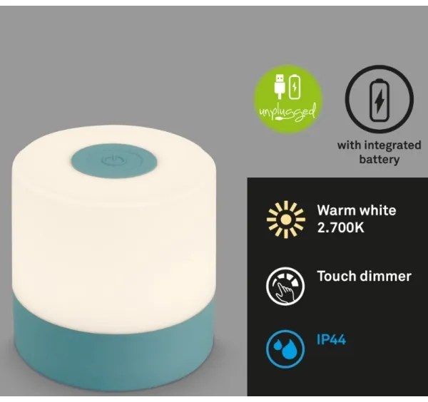 Briloner 7461010 - LED Stmievateľná nabíjacia stolná lampa LED/2W/5V IP44 modrá