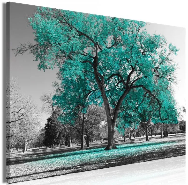 Artgeist Obraz - Autumn in the Park (1 Part) Wide Turquoise Veľkosť: 120x80, Verzia: Premium Print
