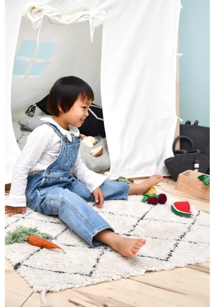 Krémový prateľný ručne tkaný bavlnený koberec 70x100 cm Mini Bereber – Lorena Canals