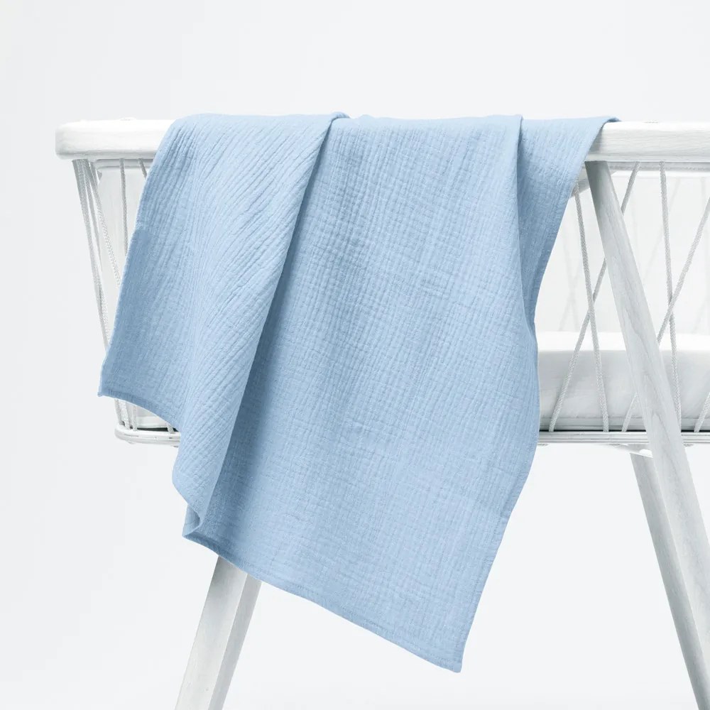 Biante Mušelínová plienka/dečka Nature MSN-086 Bledo modrá 120x120 cm