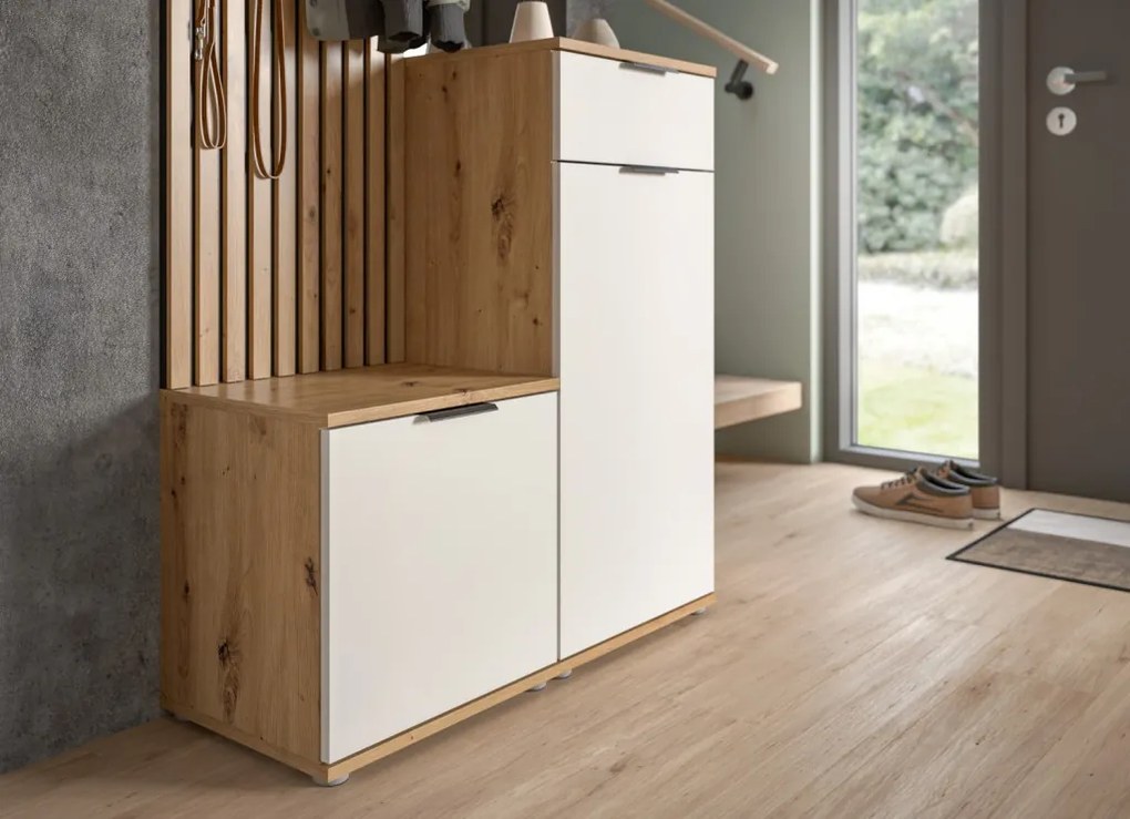 Predsieňová stena Simple, dub artisan/biela