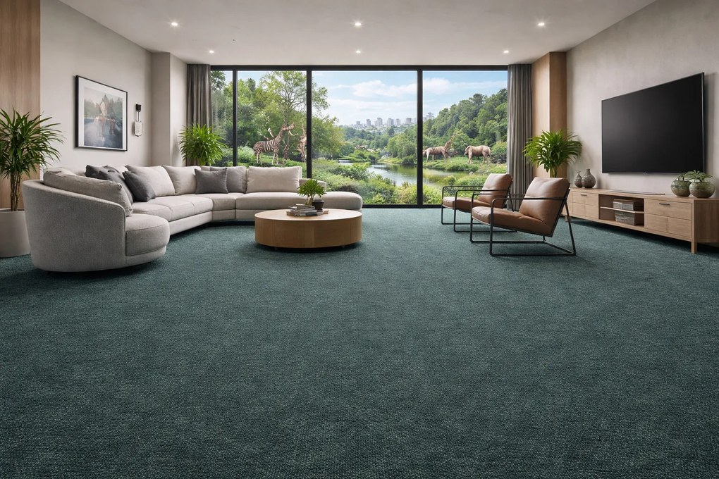 Associated Weavers, Koberec metráž Medusa 70, na mieru, šíře 4m, modrá, ab (mriežka), chodba / predsieň