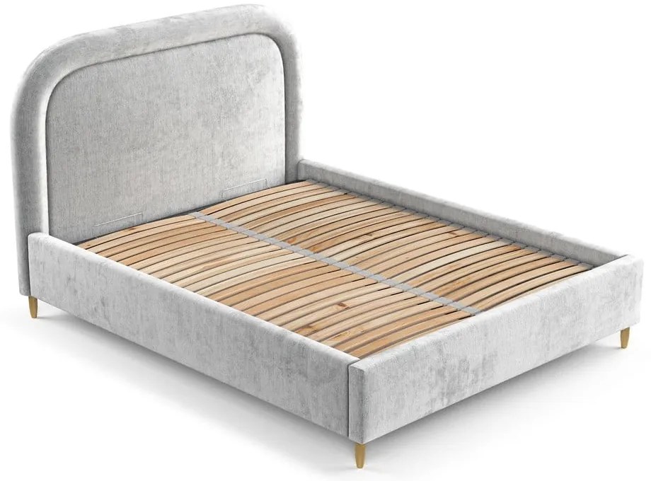 Svetlosivá čalúnená dvojlôžková posteľ s úložným priestorom s roštom 180x200 cm Mija – Maison de Rêve