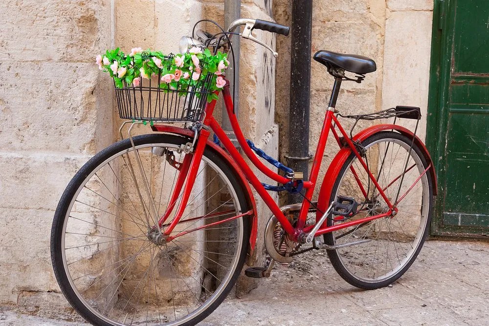Obraz starý bicykel v Talianskom mestečku - 90x60