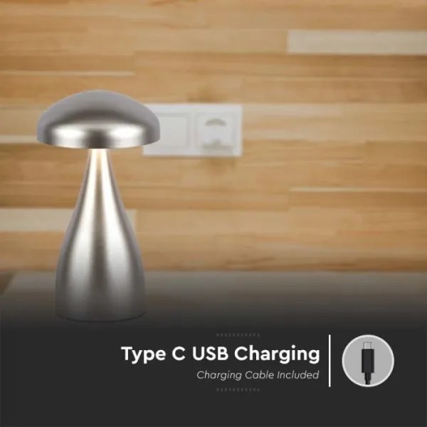LED Stmievateľná dobíjacia stolná lampa LED/1W/5V 3000-6000K 1800 mAh strieborná