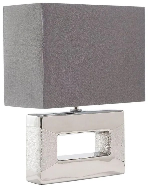 Strieborná hodvábna nočná stolová lampa ONYX Beliani
