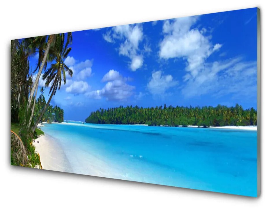 Obraz na skle Pláž palmy more krajina 125x50 cm