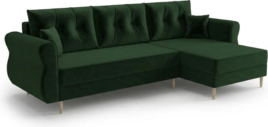 Rozkladacia obojstranná sedacia súprava do L SILVIANO 230x140 cm, tmavozelená
