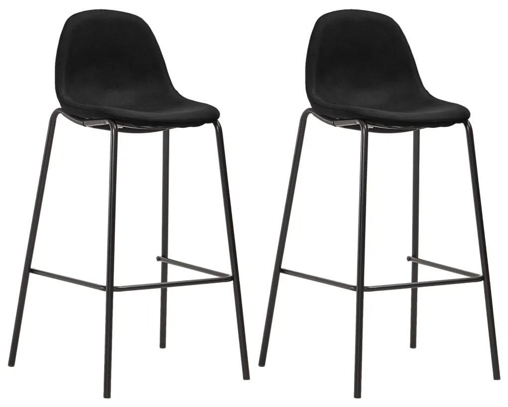 Barové stoličky 2 ks, čierne, látka