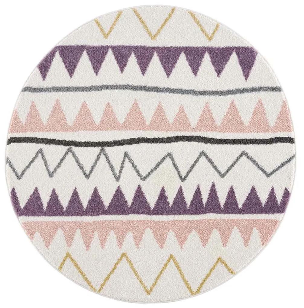 Dekorstudio Farebný okrúhly detský koberec ANIME - trojuholníky 9382 Priemer koberca: 120cm