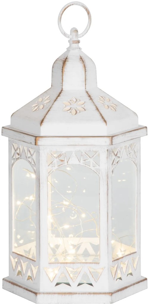 Lampáš MagicHome Vianoce Morocco, LED teplá biela, biely, 3xAAA, plast, časovač