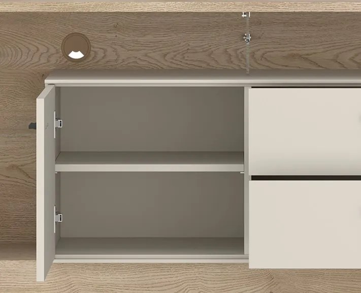 TV stolík Meolo, 191,5 cm, dub cremona/béžový kašmír