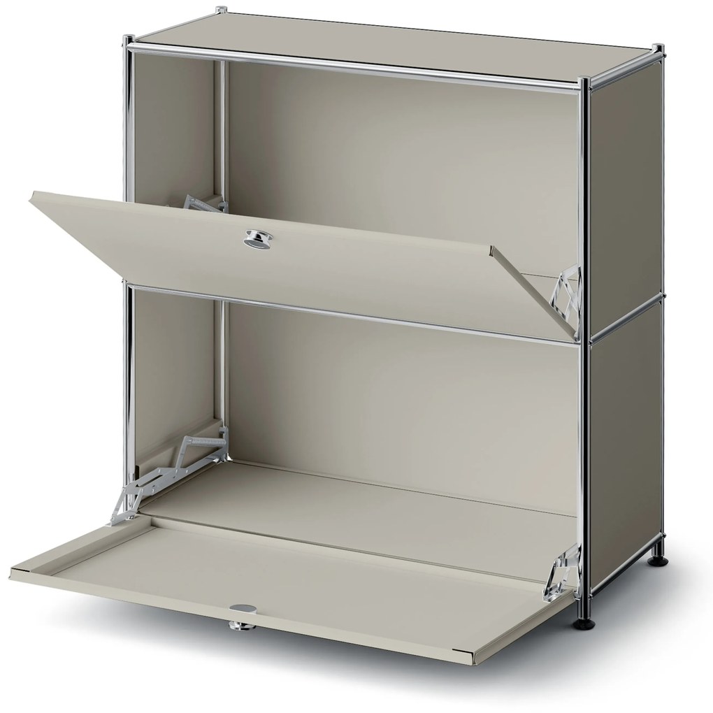 Kovová komoda »CN3 Slim Line« s 2 výklopnými priečinkami, svetlosivá