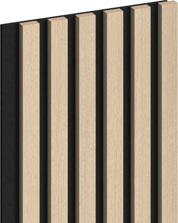 Mexen Lam-F, akustické stenové lamely 275 × 30 cm, plstený podklad 8 mm, technická dyha, dub pieskový, S105-275307-3015-001