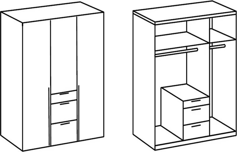 Šatníková skriňa so zásuvkami New York D, 135 cm, biela / biely lesk