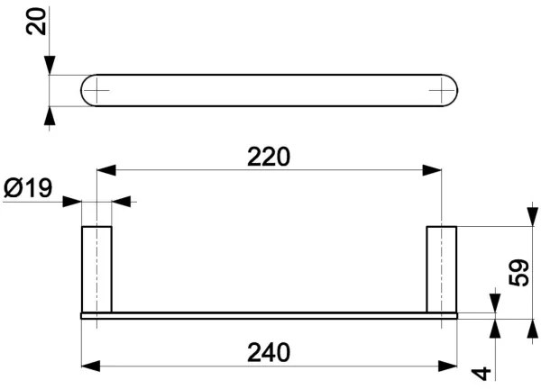 KFA Armatura 864-025-00 - Nástenný vešiak na uteráky 24 cm lesklý chróm