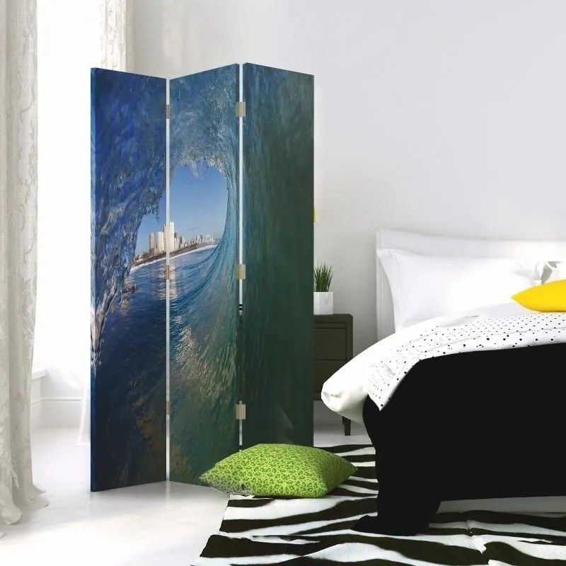 Gario Paraván Vlna s výhľadom na mesto Rozmery: 145 x 170 cm, Prevedenie: Otočný paraván 360°