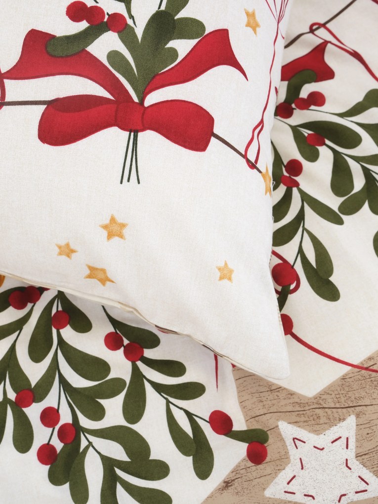 Vianočné francúzske bavlnené obliečky Renforcé - Kúzlo Vianoc krémové