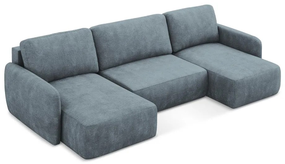 Sivomodrá ženilková rozkladacia/s úložným priestorom rohová pohovka (do tvaru "U") Lilo – Makamii