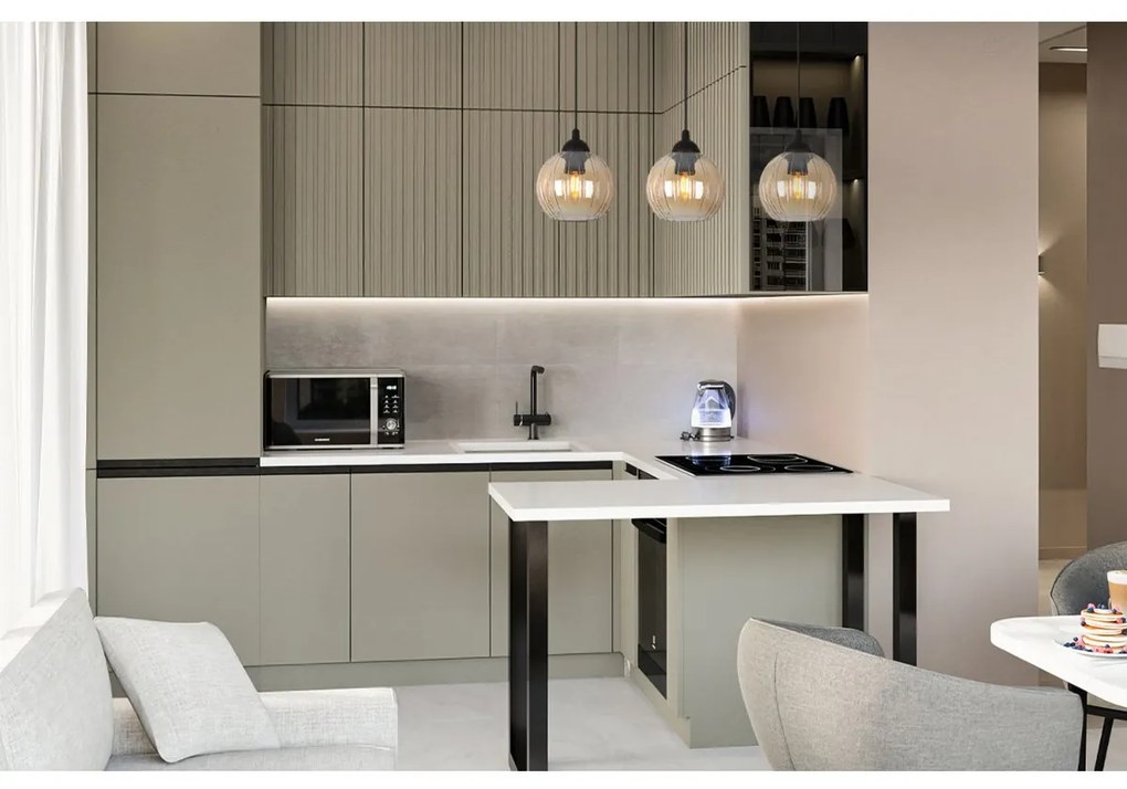 Závesné svietidlo Costa, 3x medové sklenené tienidlo, b