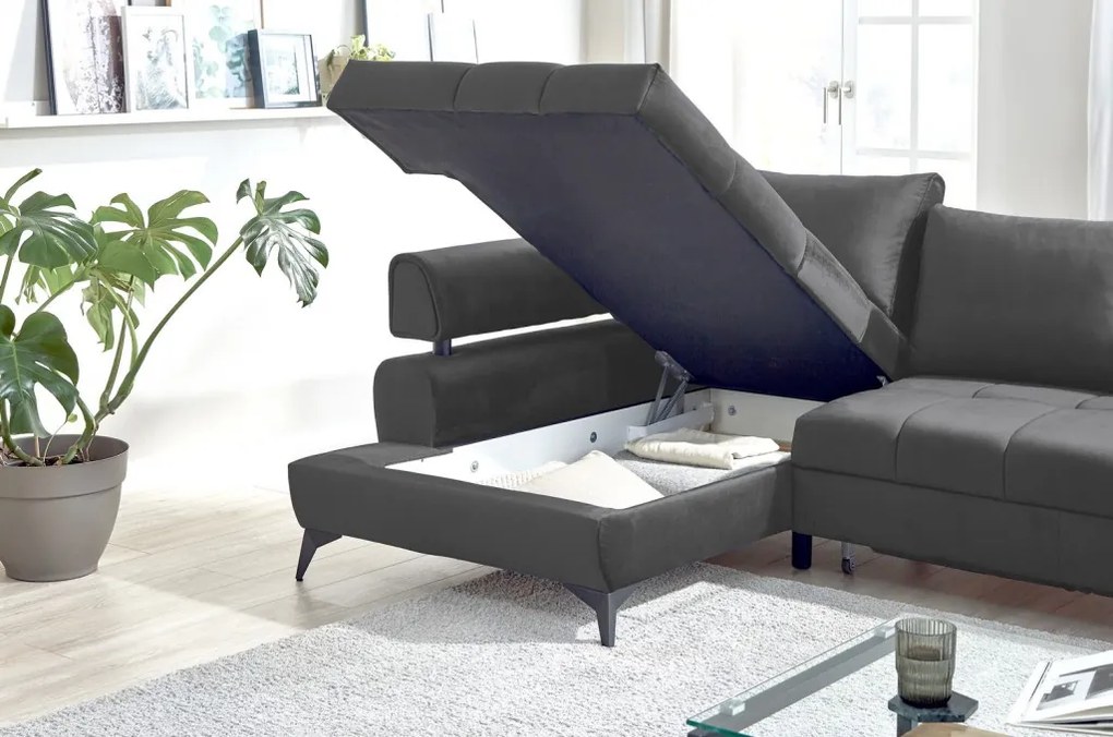 Rohová sedacia súprava Paris, antracitová látka, ľavý roh