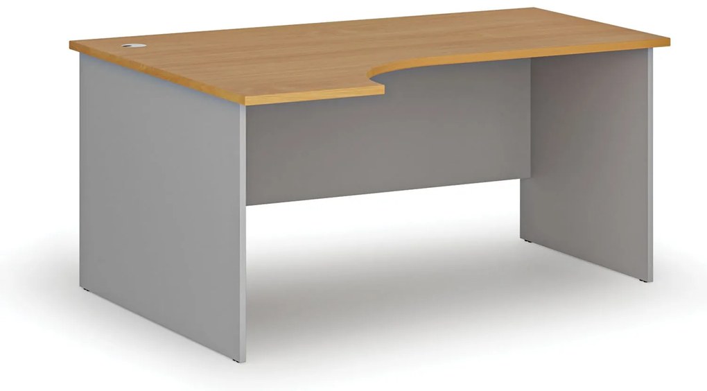 Rohový kancelársky písací stôl PRIMO GRAY, 160x120 cm, ľavý, sivá/buk