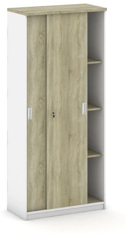 Skrinka zasúvacia MIRELLI A+, 800 x 400 x 1800 mm, biela/dub sonoma
