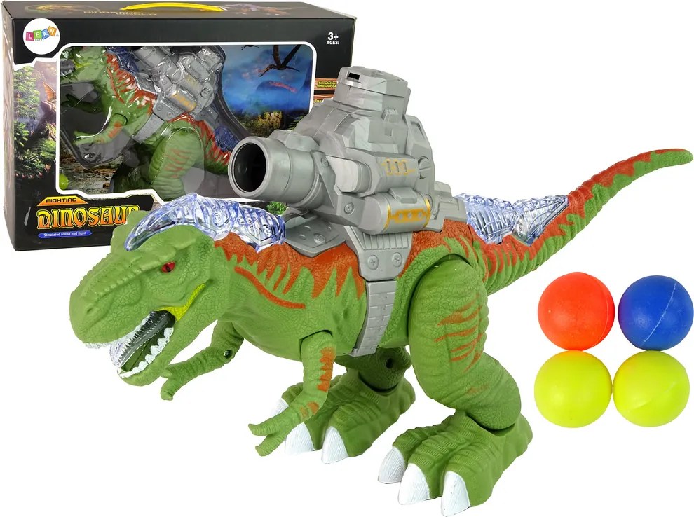 LEAN Toys Dinosaurus s katapultom Strieľa zelenou farbou