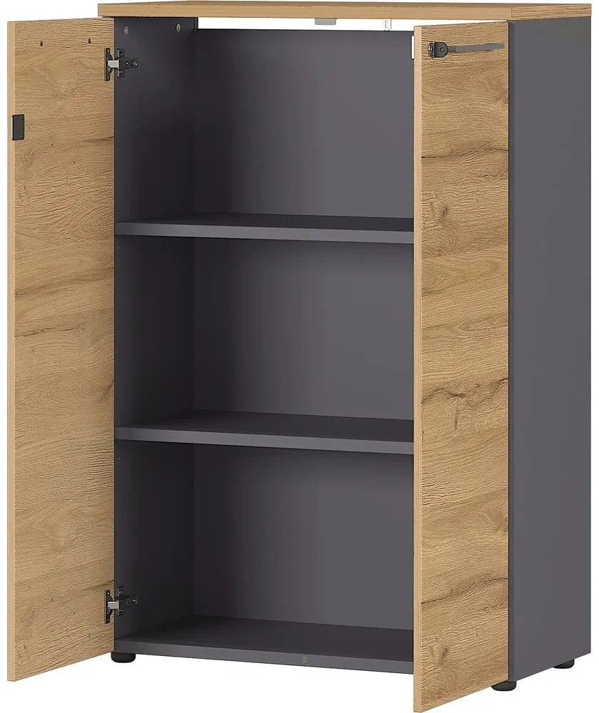 Antracitovosivá prírodná skrinka v dekore duba 80x120 cm Agenda - Germania