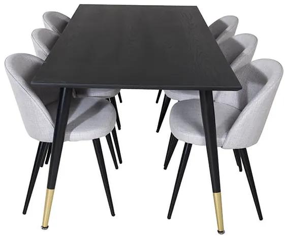 Dipp Velvet II stolová súprava čierna/sivá