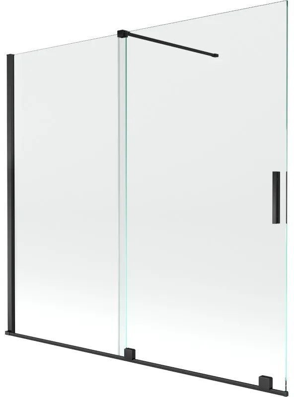 Mexen Velar vaňová zástena dvojkrídlová Posuvný 170 x 150 cm, Priehľadné, Čierny - 896-170-000-01-70