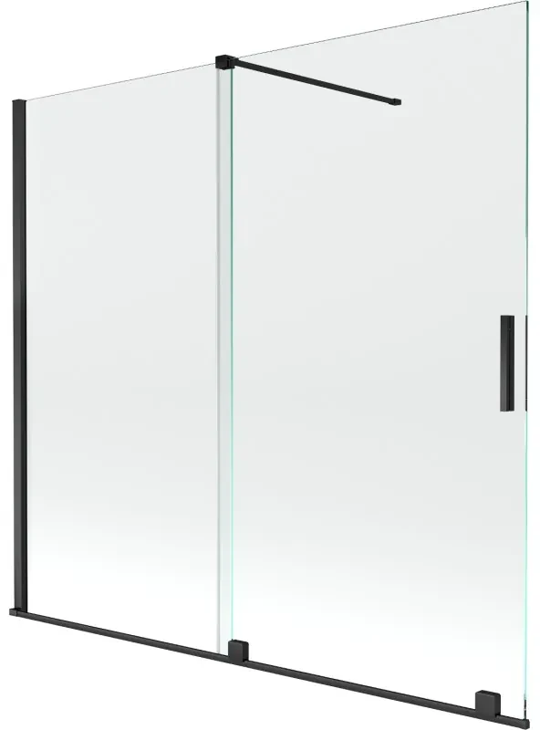 Mexen Velar vaňová zástena dvojkrídlová Posuvný 170 x 150 cm, Priehľadné, Čierny - 896-170-000-01-70