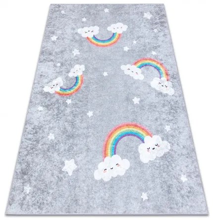 JUNIOR 52063.801umývací koberec Dúha, mraky pre deti protišmykový - sivá Veľkosť: 80x150 cm