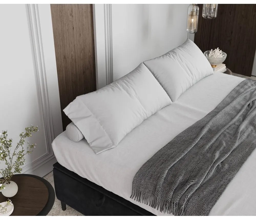 Antracitovosivá čalúnená dvojlôžková posteľ s úložným priestorom 200x200 cm Tate – Maison de Rêve