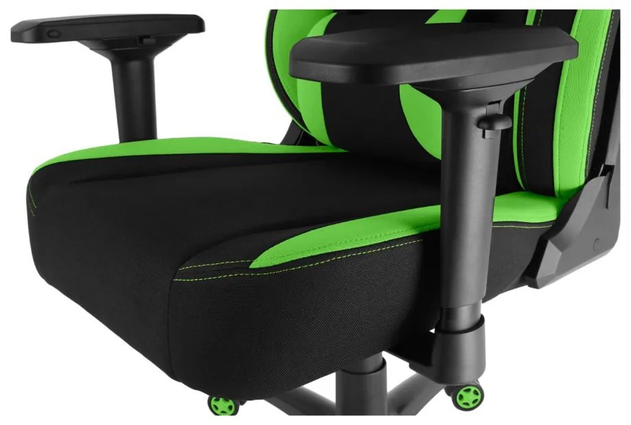 Herná stolička Racing ZK-035 TEX XL — látka, čierna / zelená, nosnosť 130 kg