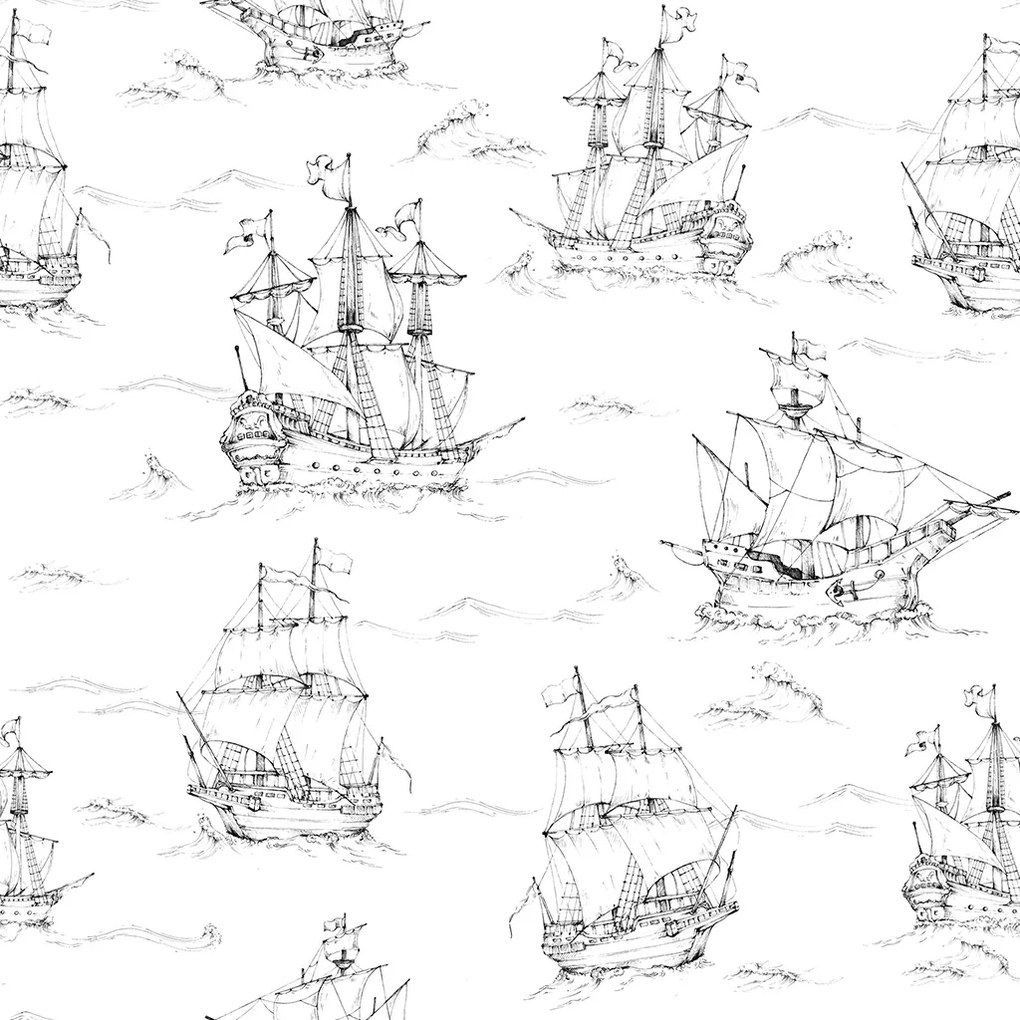 DEKORNIK Black&White Ships - Tapeta