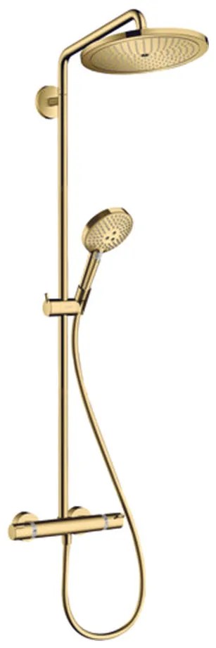 Hansgrohe Croma Select S, Showerpipe 280 1jet s termostatom a ručnou sprchou Raindance Select S 120 3jet, leštený vzhľad zlata, HAN-26890990