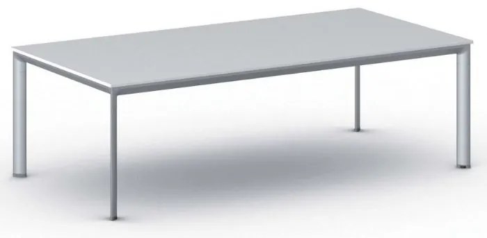 Rokovací kancelársky stôl PRIMO INVITATION, 240x120 cm, sivostrieborná podnož, biela