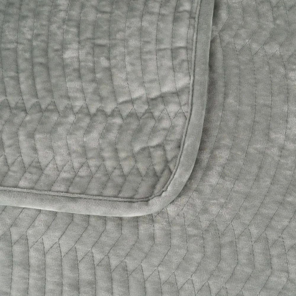 Sivozelený zamatový prešívaný pléd 230x260 cm – Ixia