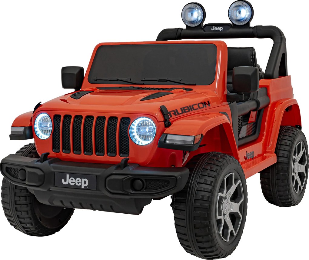 Ramiz Jeep Wrangler Rubicon batéria pre deti Oranžová + diaľkové ovládanie + MP3 LED rádio + EVA kolesá