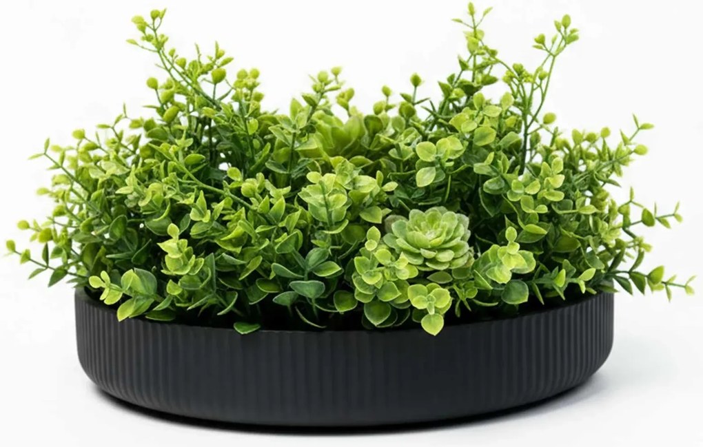 Dekoračná miska ORYVEN, sklolaminát s drážkami, priemer 30 cm, antracit