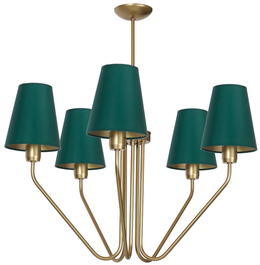 Luster Victoria, 5x zelené textilné tienidlo, g