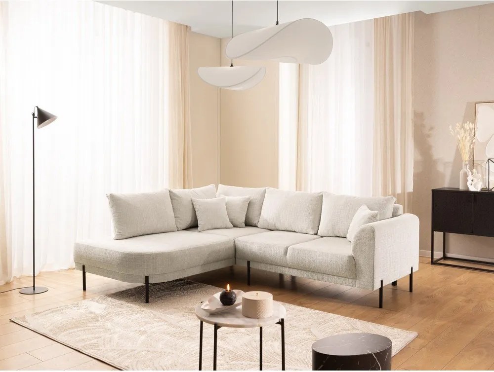 Béžová ženilková rohová pohovka (ľavý roh/do L) Mauris – Ropez